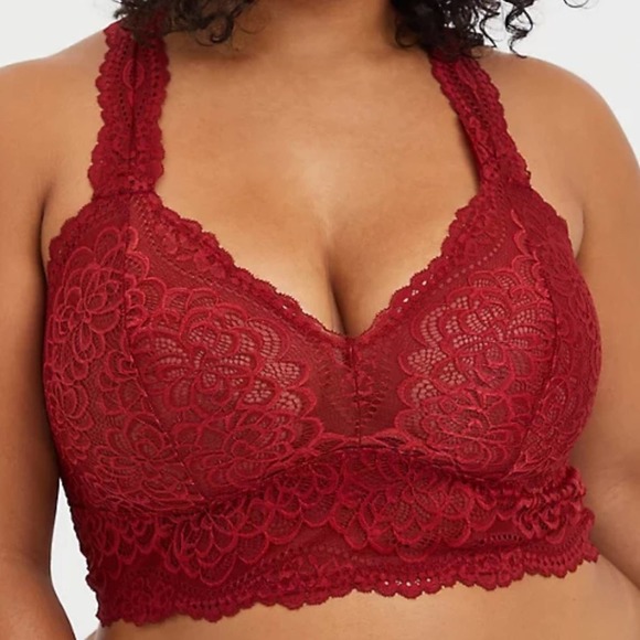 Torrid Bralette - Lace Racerback Burgundy 2X NWT - Picture 2 of 6